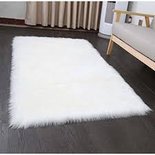 soft faux fur white area rug 3ft by