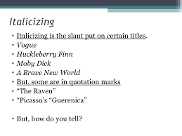 Punctuating Titles Title  Title or    Title       ppt video online      The short answer is  always use italics for book titles  Never underline a  title  I ll explain why in a moment  As others here have pointed out     