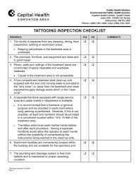 tattooing inspection checklist pub