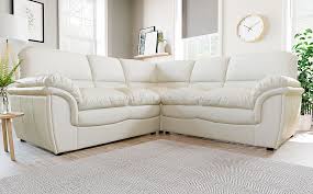 rochester ivory leather corner sofa