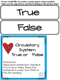 Human Body Activities Circulatory System True Or False Center