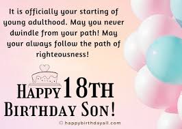 18th birthday wishes for son happy