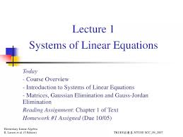 Lecture 1 Systems Of Linear Equations