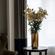 Tall Amber Ribbed Glass Vase Delivery