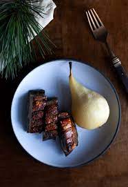 pork belly with cider poached pear and
