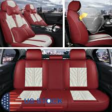 Red White Leather Car Seat Covers
