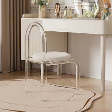modern white vanity stool with back