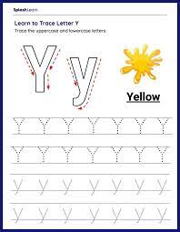 trace letter y ela worksheets