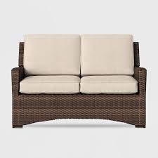 Halsted Wicker Patio Loveseat Navy