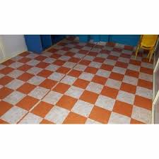 orange designer tile vinyl flooring