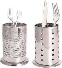 silver stainless steel utensil holder
