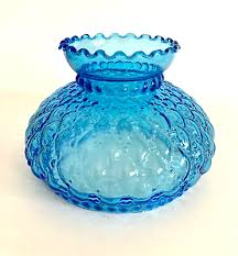 Bright Blue Glass Lamp Shade Quilted