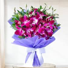 bouquet of purple orchids