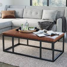 Target/furniture/tufted ottoman coffee table (875)‎. Nathan James Nelson Warm Brown Faux Leather Tuft And Black Metal Frame Coffee Table Or Entryway Bench Ottoman Walmart Com Walmart Com