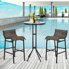 Steel Bar Height Outdoor Bistro Set