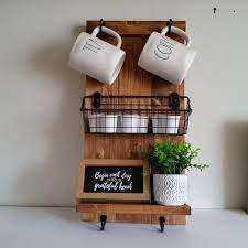 Wall Mounted Coffee Mug Holder Cup Rack