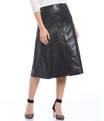 Antonio Melani Luxury Collection Paige Genuine Leather A Line Midi Skirt