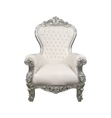 white baroque throne and silver wood
