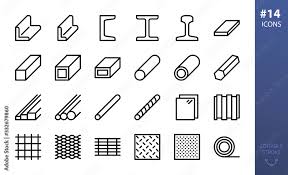 rolled steel vector icons set set of