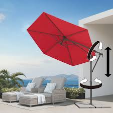 9 Ft Patio Umbrella With Auto Crank And