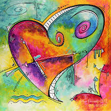 Colorful Whimsical PoP Art Style Heart Painting Unique Artwork by Megan  Duncanson Painting by Megan Duncanson