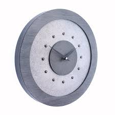 Silver Wall Clock With Metallic Grey Centre