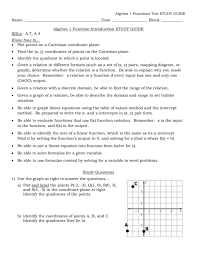 Algebra 1 Functions Test Study Guide