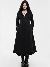 Black Gothic Embroidered Wool Long
