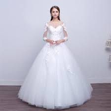 Wedding Dresses Ball Gown Long Sleeve Bridal Dresses Vestidos De Novia Floral Appliques Bridal Gowns Sweep Train Cheap Wedding Gowns