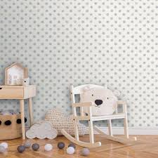 Polka Dot Spotted Wallpaper Grey White