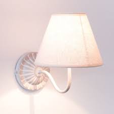 Round Grey Metal Wall Light With Linen