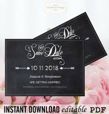 Chalkboard Save The Date Editable Pdf 5x7 Calligraphy Handlettered