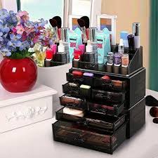 hblife makeup organizer acrylic cosmetic storage drawers and jewelry display box with 4