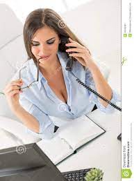 Secretary with Cleavage stock image. Image of pretty - 49409587