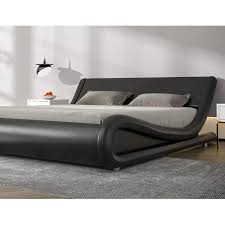 bed frame upholstered faux leather low