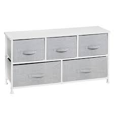 The most common chest of drawers white material is wood. Mdesign Extra Wide Entryway Dresser Storage Tower With 5 Drawers Gray White Target