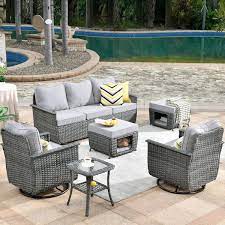 Hooowooo Sierra Black 6 Piece Wicker