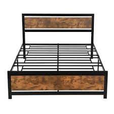 platform bed metal and wood bed frame