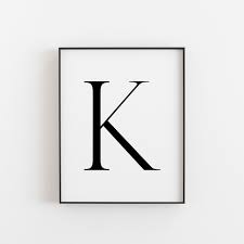 Letter K Wall Decor Letter K Print