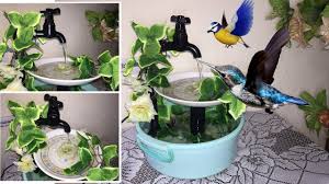 Want to attract birds to stop by your yard? Bird Bath Fountain Diy How To Make Bird Bath And Water Feeder Fountain For Garden Cage Youtube