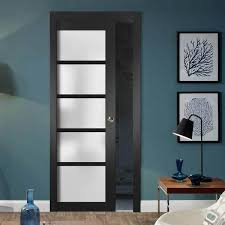 Quadro Frosted Glass Standard Door Slab Sartodoors Finish Black Size 24 X 96