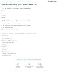 onomatopoeia poetry quiz worksheet