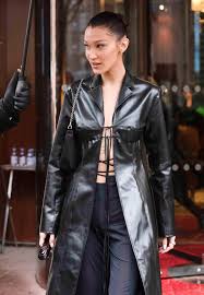 Check out our gigi hadid jacket selection for the very best in unique or custom, handmade pieces from our shops. Bella Hadid Wears Long Leather Jacket With No Shirt Underneath Insider