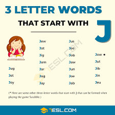 3 letter words with j list of three