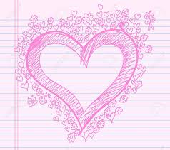 Pink Doodle Sketch Heart And Flower Notebook Design Vector Illustration