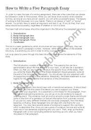 how to write a five paragraph essay esl worksheet by lopaki 