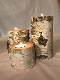 Wood Candle Holder White Birch Candles