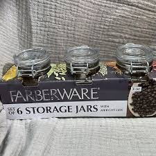 6 Airtight Glass Storage Jars 3oz
