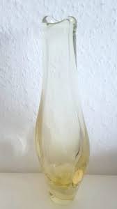 czech yellow glass vase by miroslav