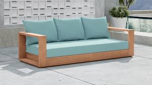 Blue Wood Fabric Patio Sofa Set